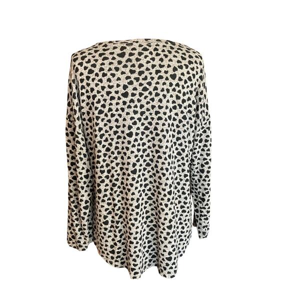 For the Republic Gray Black Hearts Knit Top Sz 2X Casual Lounge Soft Cozy Warm - Picture 5 of 7